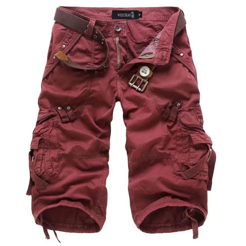 Summer Pure Cotton Men's Cropped Trousers Oversized Casual Shorts Multi Pocket Tooling Capri Pants Men Cargo Pants AF5820
