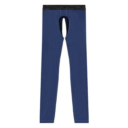 Men's Thin Thermal Pants with Open Crotch, Base Layer Pants for Middle-Aged and Elderly Men, Autumn and Winter Tight-Fitting Inner Pants, Men's Cotton Pants