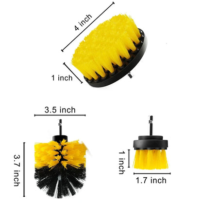 3Pcs Set Electric Scrubber Brush Drill Brush Kit Plastic Round Cleaning Brush For Carpet Glass Car Tires Nylon Brushes 2/3.5/4''