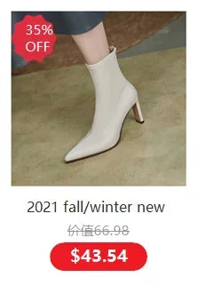 Winter Women Boots Christmas Ankle Boots High Heels Ladies Shoes Femme Warm Short Boots Red Black Shoes  Size 35-43