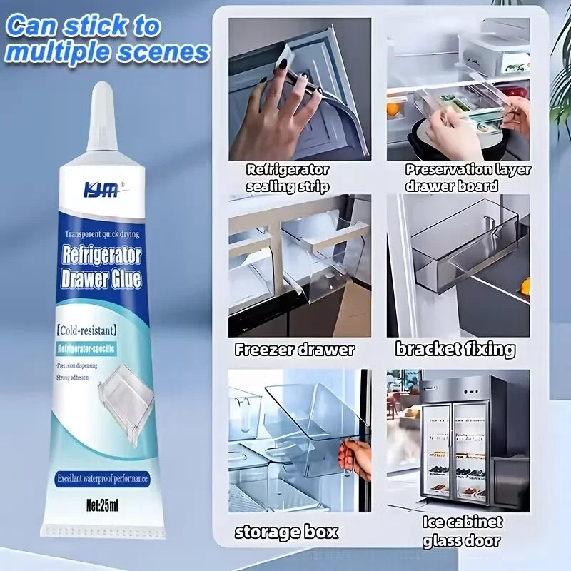 25ML Low Temp Cold Resistant Refrigerator Repair Glue Waterproof Strong Adhesive Quick Dry Fridge Drawer Door Seal Plastic Glass