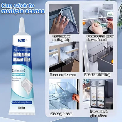 25ML Low Temp Cold Resistant Refrigerator Repair Glue Waterproof Strong Adhesive Quick Dry Fridge Drawer Door Seal Plastic Glass