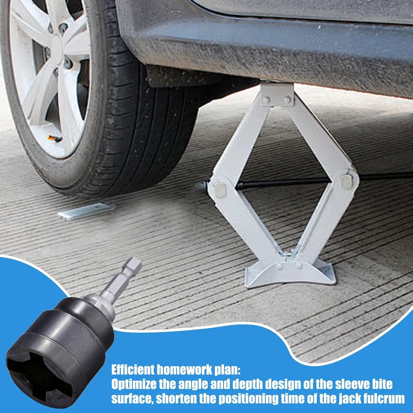 Universal Scissor Car Jack Adapter Rv Stabilizer Jack Drill Adapter Car Disassemble Tool Steel Ball Joint Rod Impact Wrench Tool