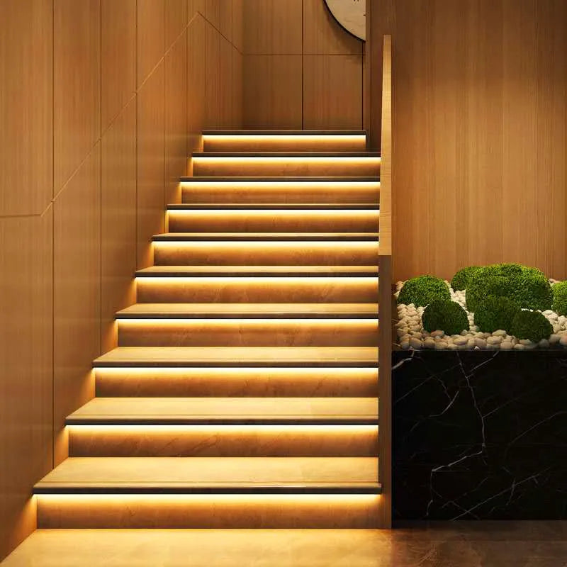 PIR Motion Sensor Stair LED Strip 12V SMD 5050 White / Warm White Lamp Tape Light 32 Ways Staircase Controller Step LED Ribbon