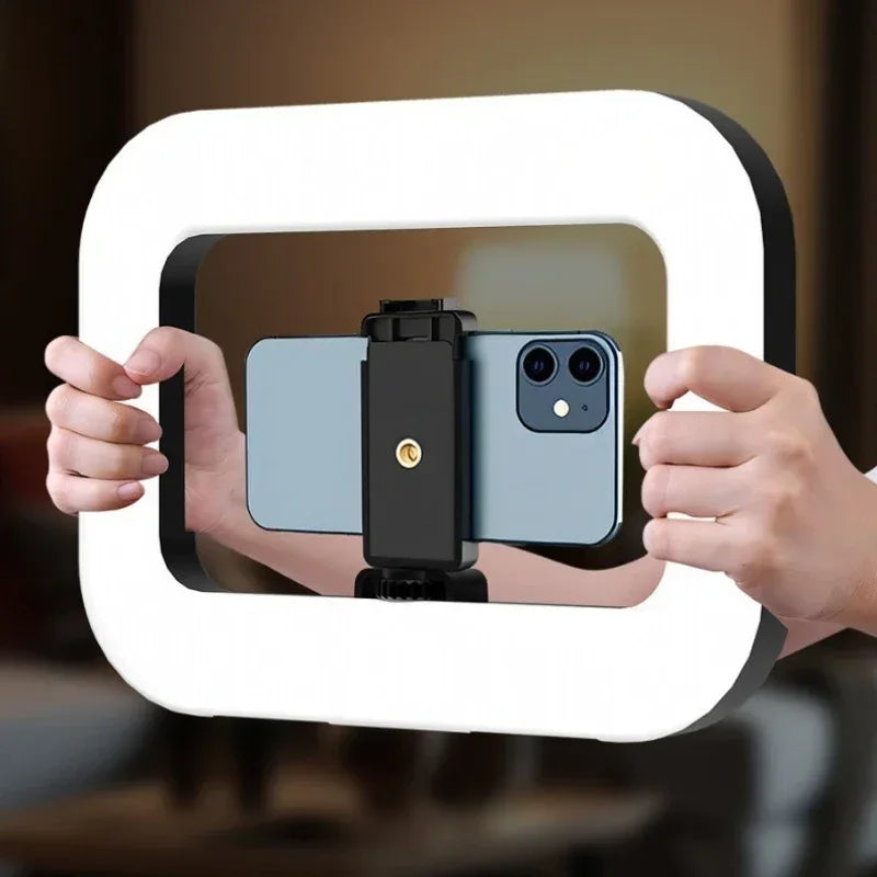 2500K-8500K RGB Three-color Dimming Ring Rabbit Cage Fill Light Selfie Live Broadcast Photography Light for Phone Action Camera