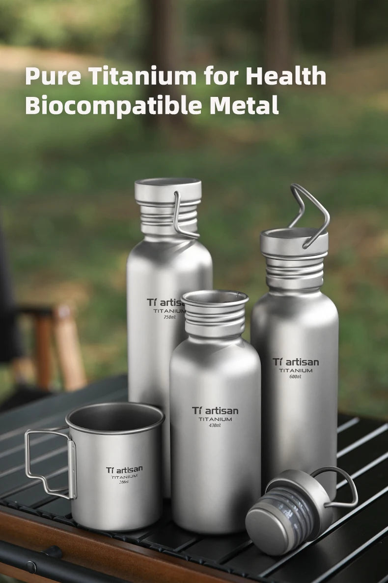 Tiartisan PureTitanium Sports Bottle Outdoor Ultralight Portable Cycling Water Bottle Reusable Drinking Bottle