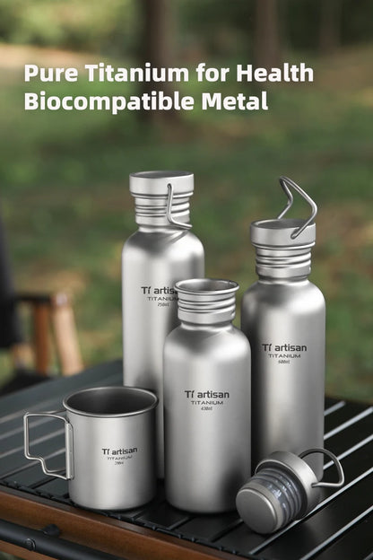 Tiartisan PureTitanium Sports Bottle Outdoor Ultralight Portable Cycling Water Bottle Reusable Drinking Bottle