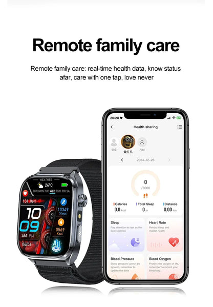 New Uric Acid Blood Lipids AI-GPT ECG Smartwatch Micro Physical Examination Body Analysis Men BT Call LED Flashlight Smartwatch