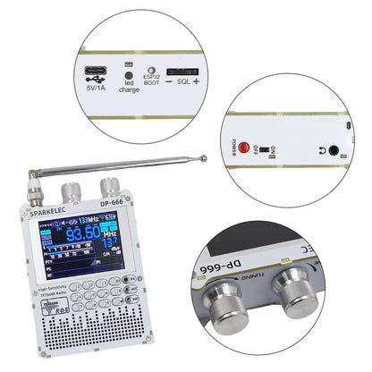 DP-666 TEF6686 Radio High Sensitivity FM AM Short Wave 2.8inch IPS Touch LCD Screen 5000mAh FM LW MW SW Full Band DSP Radio