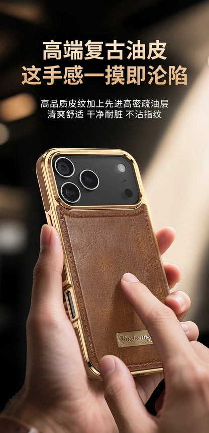 Business Retro Leather Back Case For iPhone 17 Pro Max / 17 Air For Magsafe Magnetic Magnets Shell