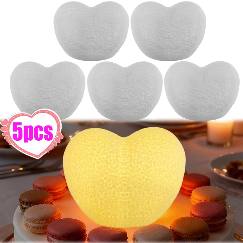 Romantic Creative 3D Love Heart LED Lamp Wedding Cake Night Light Ornament Birthday Christmas Home Ambient Light Gift Box Decor