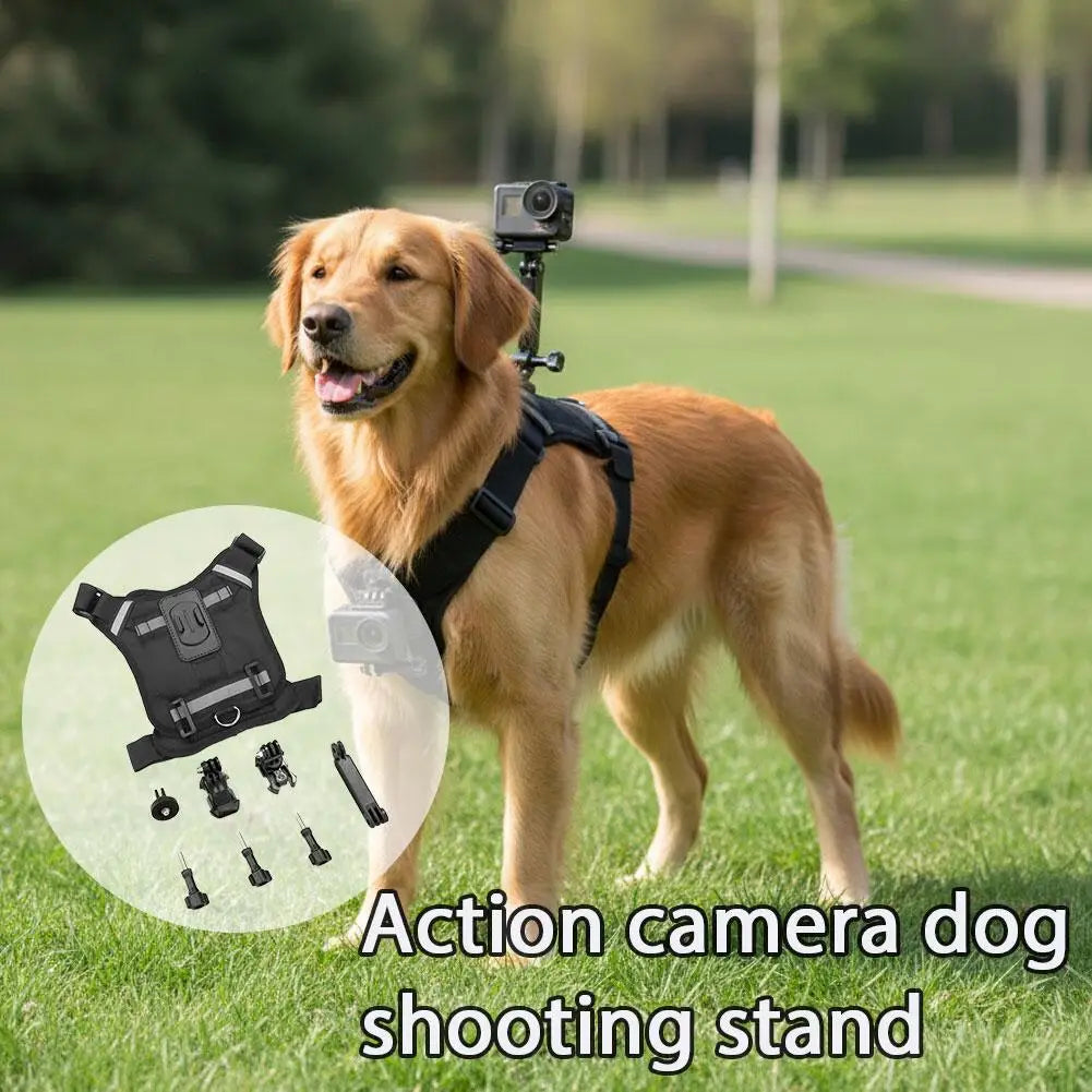 Dog Harness for All Action Cameras Soft Adjustable Dog Harness Mount for Large Medium Small Dogs Used for Chest Back Fixation