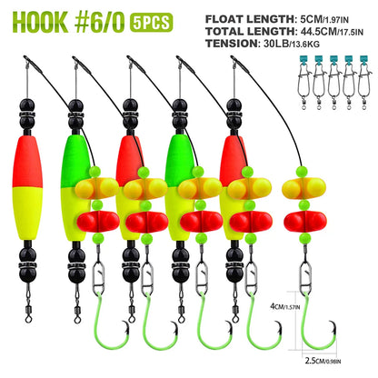 PROBEROS 5pcs 6/0 8/0 10/0 Artificial Catfish Rigs with Rattler High Quality Fishing Equipment  for Freshwater Fishing Wholesale