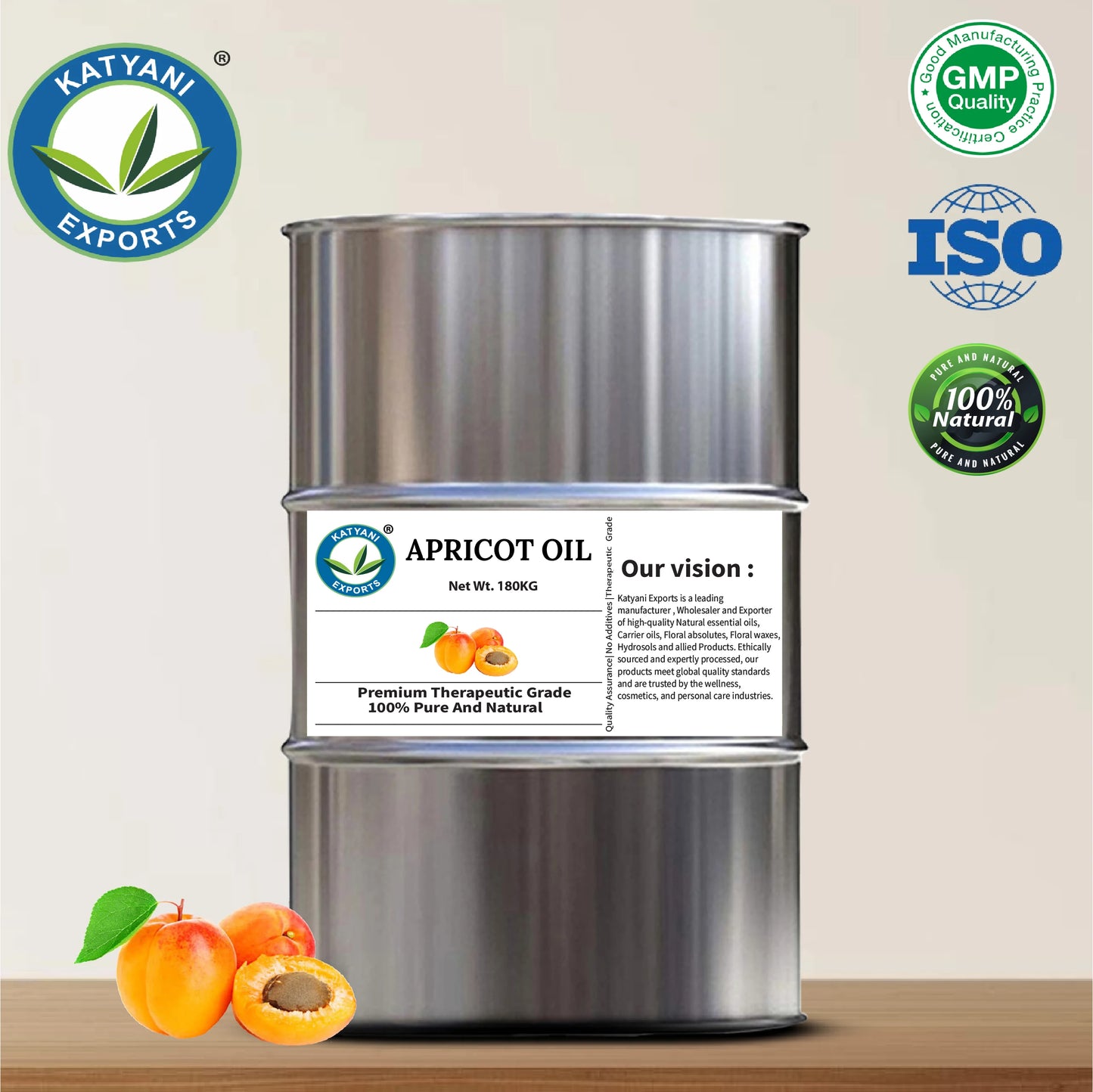 Industrial Grade 5 KG Apricot Kernel Carrier Oil Pure Prunus Armeniaca Oil Natural Cold Pressed - By Katyani Exports Wholesaler