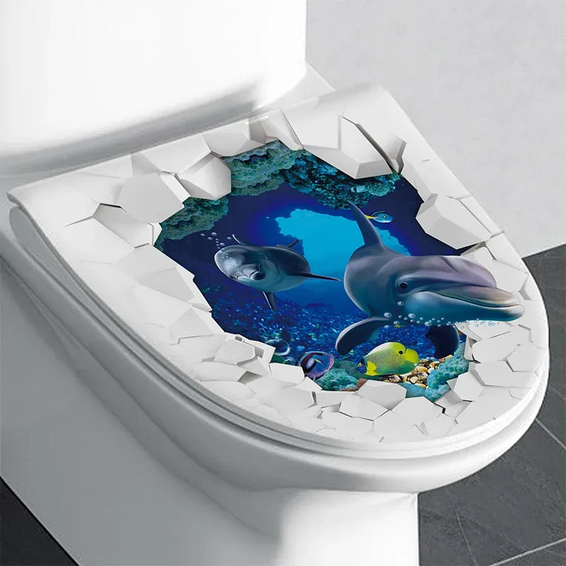 Toilet Sticker Strong Adhesive Toilet Sticker Decorative Sea Fish Toilet Sticker Waterproof Adhesive For Home 2025 Christmas