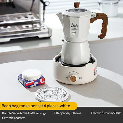 Bincoo Dual Valve Moka Pot Espresso Maker Mocha Pot Brewed Coffee Pot 220V Electric Stove Concentrated Extraction Barista Tools