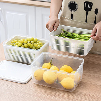Refrigerator Storage Box Fridge Organizer Fresh Vegetable Fruit Boxes Drain Basket Storage Containers Pantry Kitchen Organizer