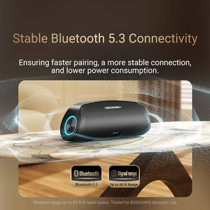 BOGASING G7 Pro Powerful Bluetooth Speaker, 120W Loud Stereo Sound Party Speaker, 20H Playtime, 2-Way Audio, RGB Breathing Light