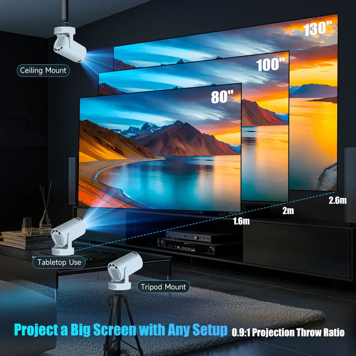 Magcubic HY300 Pro+ Android14 Projector 8000 Lumens 720P Outdoor Portable Movie Home with 5W Speaker WiFi6 BT5.4 Upgrated HY300