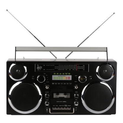 GPO Brooklyn Retro Boombox | Cassette Player, CD Player, Bluetooth Speaker, FM Radio, Portable Stereo System