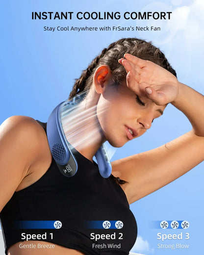 Portable Neck Fan 3-speed 4000mAh USB Charging Fast Cooling Multifunctional Digital Display Air Conditioner Outdoor Neck Fan