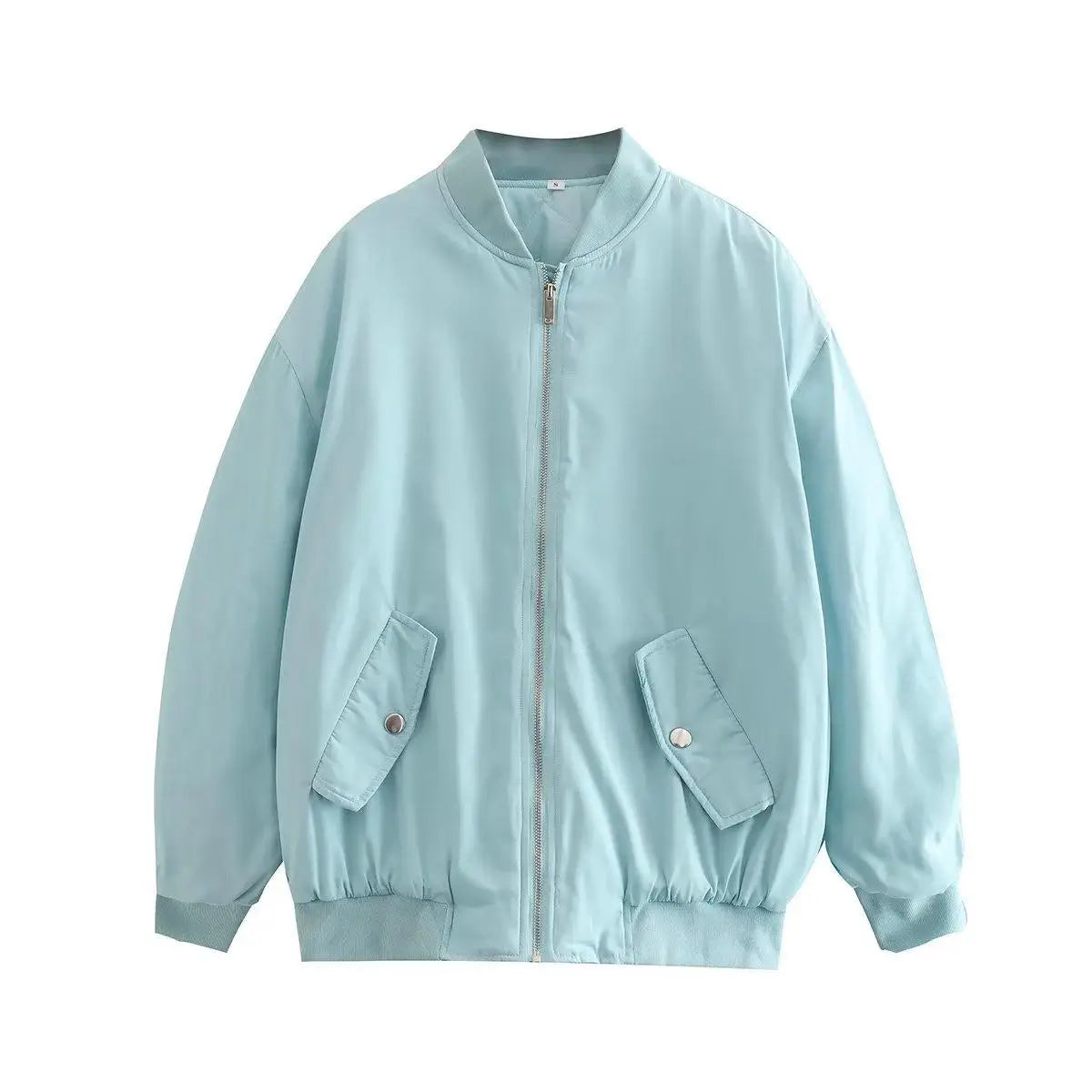 Retro Solid Zipper Cotton Jackets Women Casual Loose Bomber Jacket With Oblique Pockets Female Y2k Autumn Chic Street Outwear