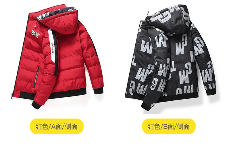 Men Autumn Winter Cotton Jacket Warm Comfortable Padded Thickened Down Jacket 2024 New Double-Sided Clothes Removable Cap M-5XL