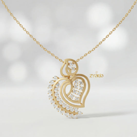 ZYORIO Rose Gold Heart Pendant Necklace With Round Diamond Claw Setting Romantic Women's Snake Chain Jewelry by PDG ibma