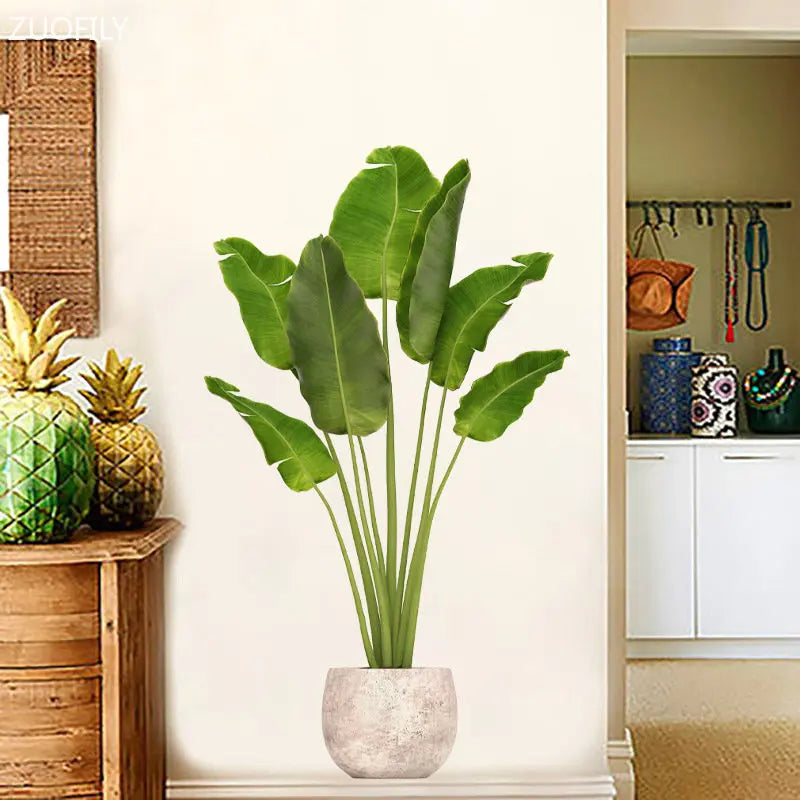 16 Styles Large Tropical Green Plants Wall Stickers Palm Leaves PVC Living Room Art Vinyl Poster Wallpaper Home Decoration Mural