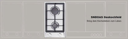 Stainless Steel Gas Hob Automatic Flame Protection 2 Bulbs | Dual Fuel Natural Gas/Propane Built-in/Freestanding 2400W 220-240V