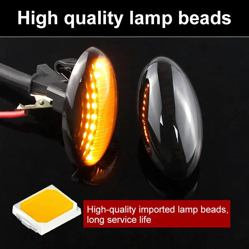 2PCS For Peugeot 107 1007 108 206 307 407 607 Partner Traveller Expert LED Side Marker Light Turn Signal Repeater Lamp