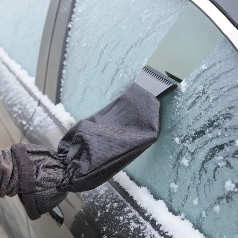 Car Ice Scraper With Glove Warm Fleece Lined Auto Windshield Snow Remover Shovel Tool Winter Window Cleaning Accessories Kit