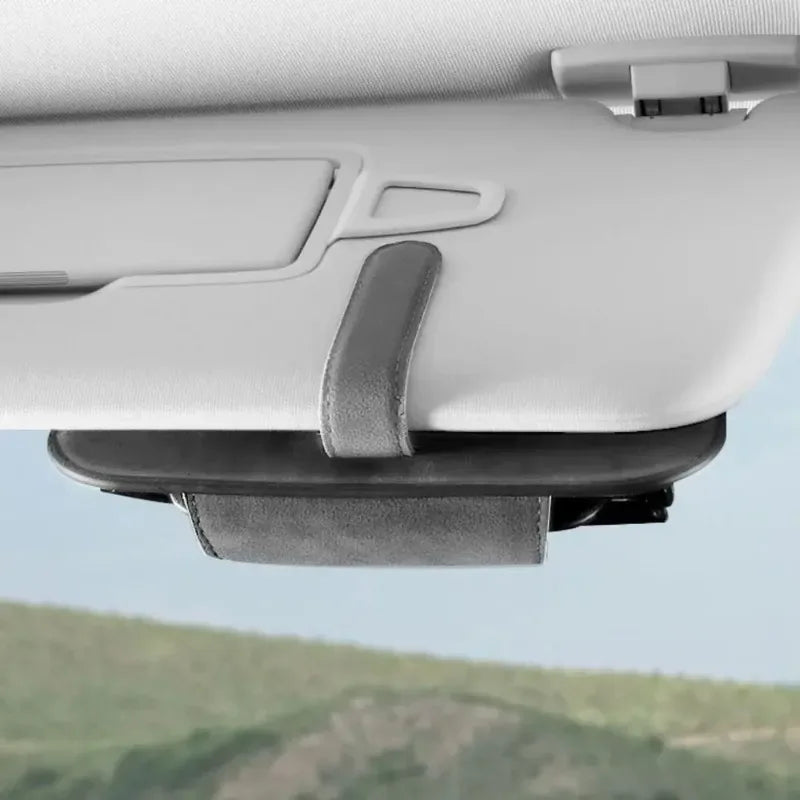 Car Storage Tools Sun Visor Glasses Holder Multi-functional Wear-Resistant Auto Sunglasses Holder Cowhide Car Storage Box