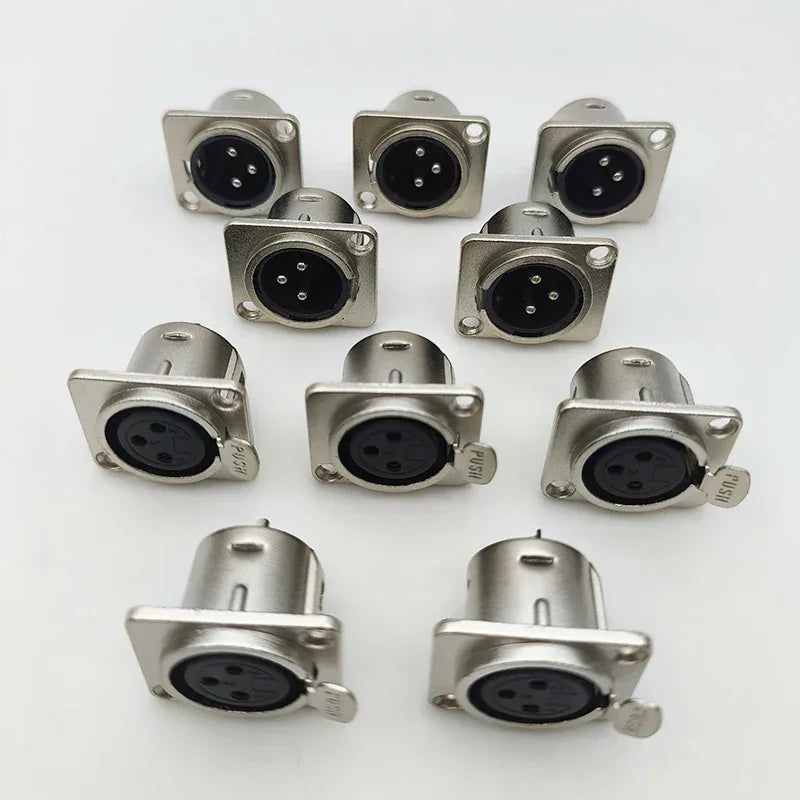 5/10Pcs 3Pin Metal XLR Socket Male Female Panel Mount Chassis Socket Audio Microphone Jack Plug Connector