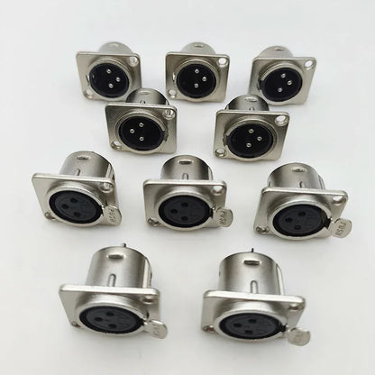 5/10Pcs 3Pin Metal XLR Socket Male Female Panel Mount Chassis Socket Audio Microphone Jack Plug Connector