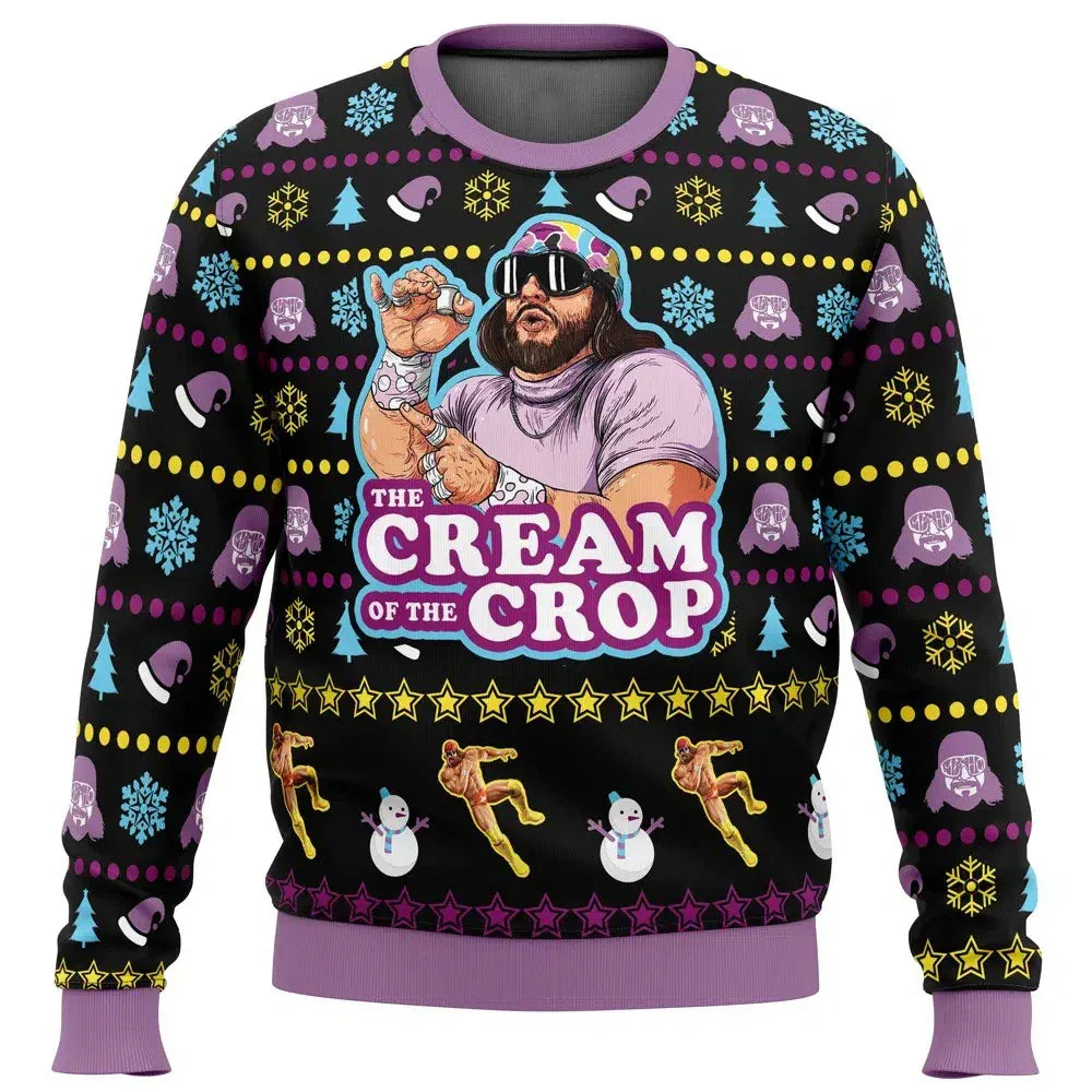 The Cream of The Crop Men's Ugly Christmas Crewneck Sweatshirt Unisex Soft Comfy Stylish Relaxed-Fit Plus Size Autumn Winter