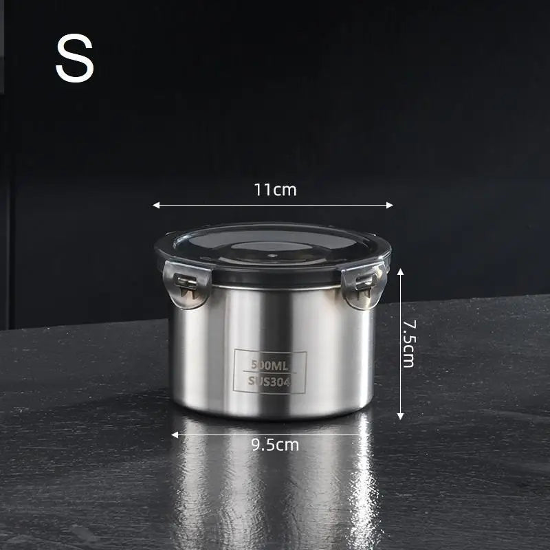 Stainless Steel Storage Jars Set 500/900/1400ml Sealed Containers Kitchen Organizer for Fresh Grain Vegetable Coffee