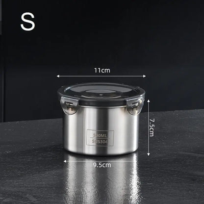 Stainless Steel Storage Jars Set 500/900/1400ml Sealed Containers Kitchen Organizer for Fresh Grain Vegetable Coffee