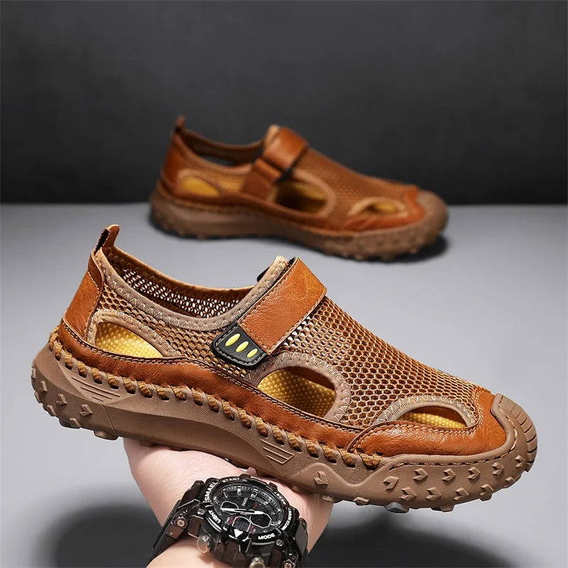 Summer Men Sandals Genuine Leather Mens Casual Shoes Outdoor Men Leather Sandals for Men Beach Shoes Roman mens Shoes