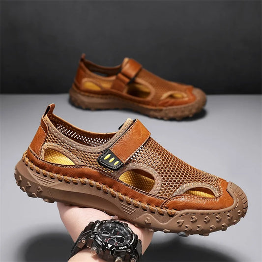 Summer Men Sandals Genuine Leather Mens Casual Shoes Outdoor Men Leather Sandals for Men Beach Shoes Roman mens Shoes