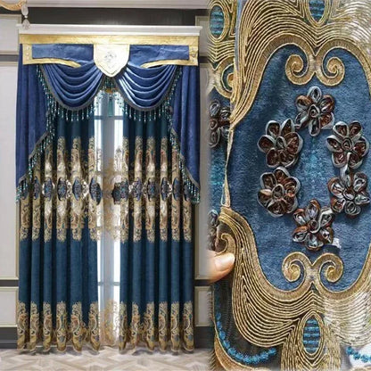 Europe Luxury Style Embroidery Chenille Blackout Curtain High Quality Decoration Living Room Dining Room Bedroom Valance Curtain