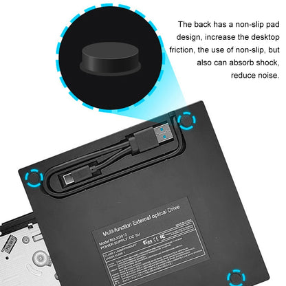 7 in 1 USB 3.0 Type C External CD DVD RW Optical Drive with SD/TF Port CD/DVD/BD -/+RW Player Burner Writer Reader for Laptop PC