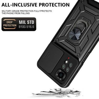 Slide Camera Lens Protector Armor Case For Redmi Note 13 12 11 10 Pro Plus 10s 11s 12s 13C 12C Military Grade Bumpers Ring Cover