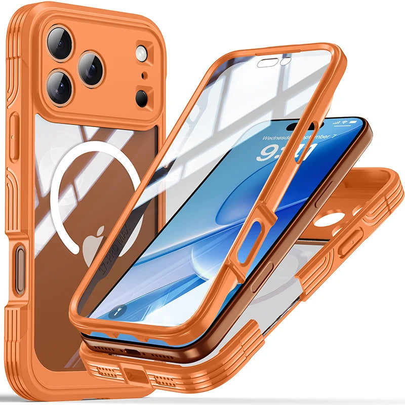 360° Fully Protected Double-sided Transparent Magnetic Case For iPhone 17 Pro Max&Air For MagSafe Wireless Charging Back Cover