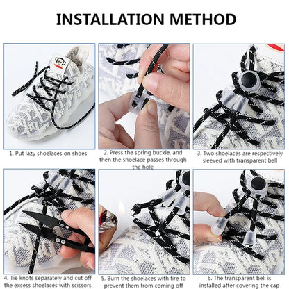 1 Pair Lazy Laces Elastic For Sneakers Snap Lock Shoelaces Without Ties Suitable For Children And Adults Round Shoelace Artifact