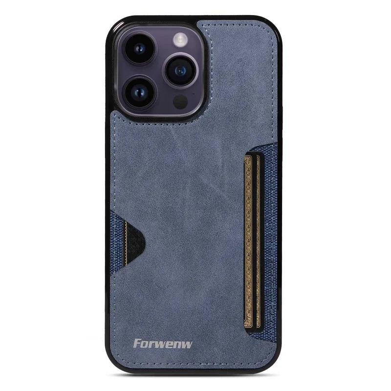 Retro Card Holder Phone Case for iPhone 17 16 15 14 13 12 11 Pro Max 16E Mini XS XR SE 7 8 Plus Busines Wallet PU Leather Cover