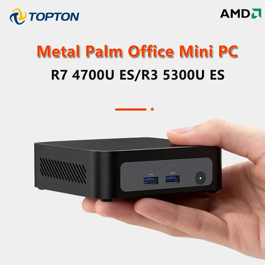 Topton Palm Gaming Mini PC AMD Ryzen 3 5300U ES 7 4700U ES 2*M.2 Slots 2*DDR4 Portable Office Desktop PC Windows 11 MiniPC WiFi6 by PDG ibma