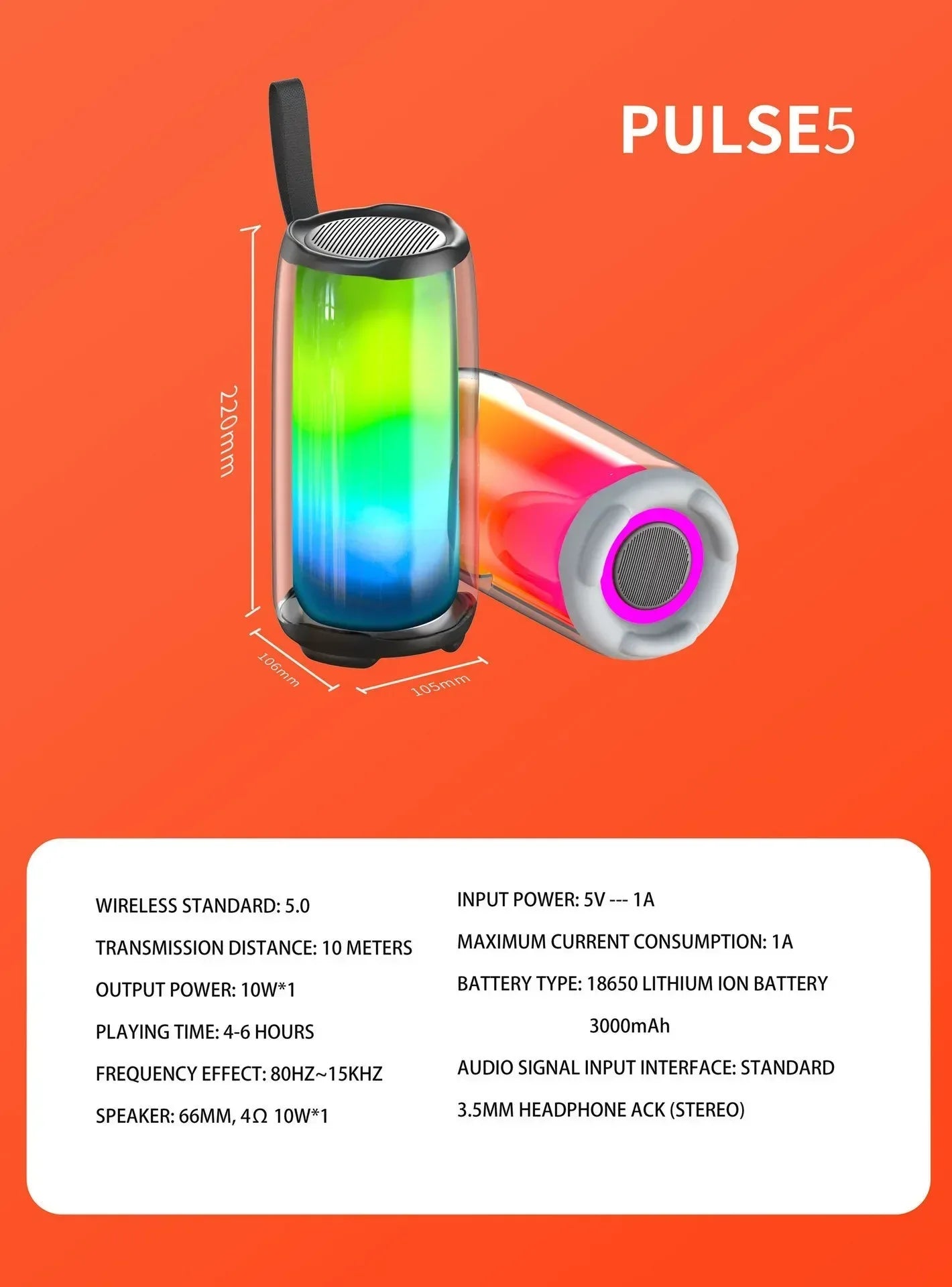 PULSE 5 Family K Song Bluetooth Speaker Portable Column RGB Atmosphere Lamp Audio Boombox Outdoor Waterproof Subwoofer With Mic