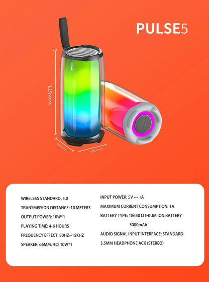 PULSE 5 Family K Song Bluetooth Speaker Portable Column RGB Atmosphere Lamp Audio Boombox Outdoor Waterproof Subwoofer With Mic