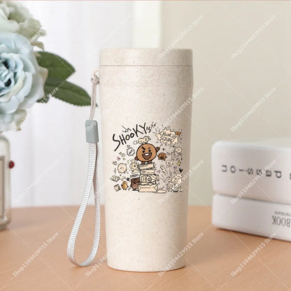 350ml BT21 Portable Water Bottle COOKY TATA RJ Cute Anime Leak-proof Plastic Drinking Cup Milk Coffee Juice Cup Drinkware Gift